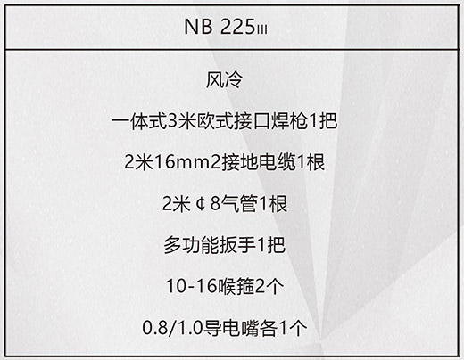 新葡的京集团350vip8888NB 225???气保焊机标配附件